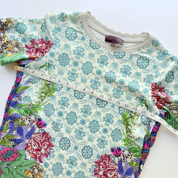 Haley Bob Floral Multicolor Print Stretch Viscose Jersey Tee XS - Picture 7 of 10